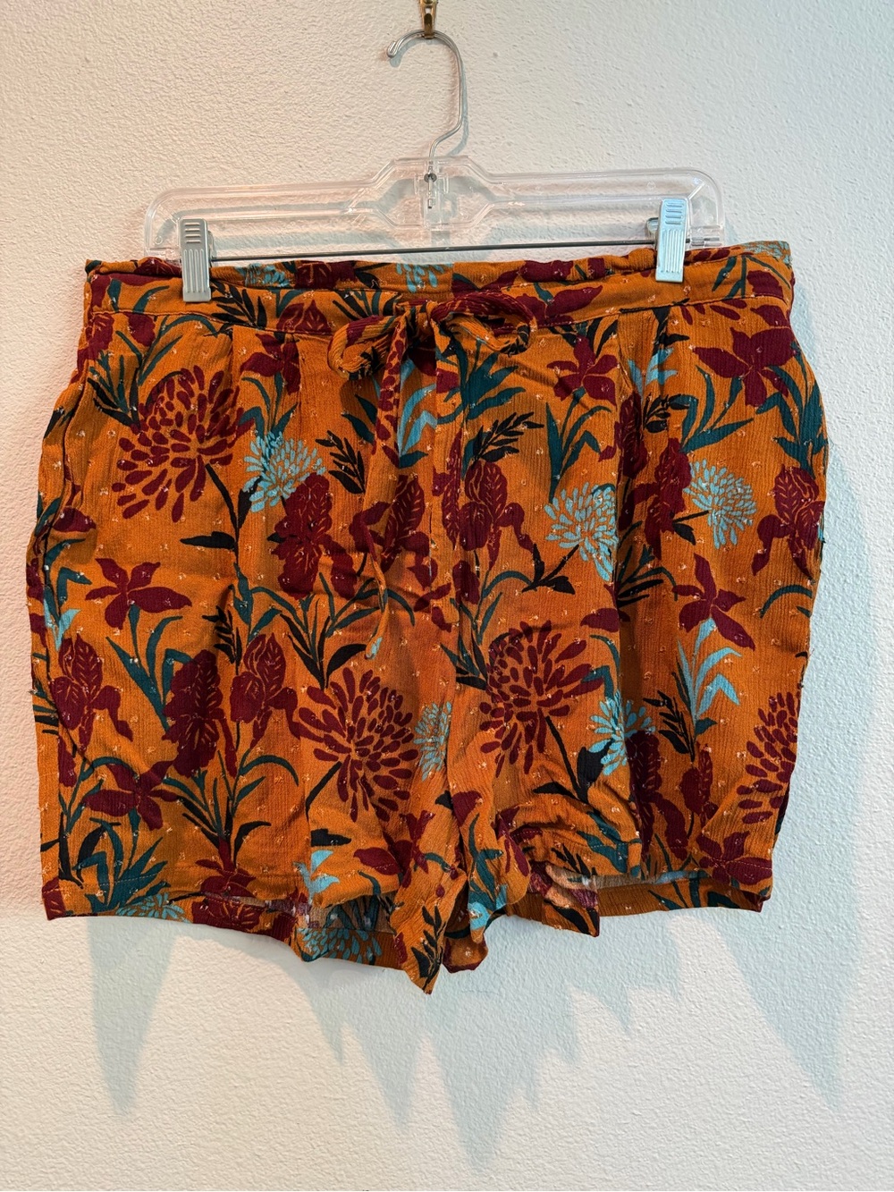 DR2 Mustard High-Waist Floral Tie-Front Shorts